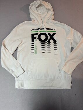 Men’s Fox Off-White Hoodie with Black and Green Graphic
